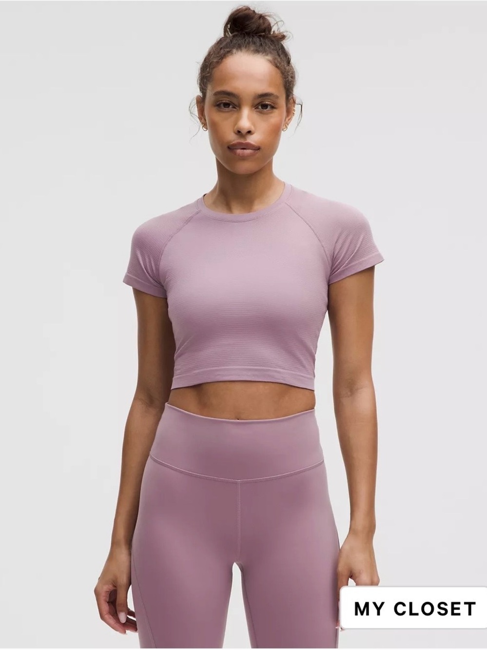 Swiftly Tech Cropped Short-Sleeve Shirt 2.0 in Lavender Lux Size 2